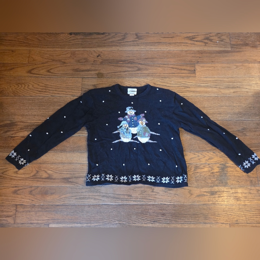 Christopher & Banks Navy Snowman Sweater